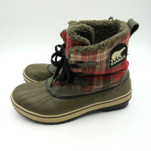 Sorel Boots Womens Size 9 Plaid Waterproof Fur Lined Winter Duck NL1549 - Picture 4 of 9